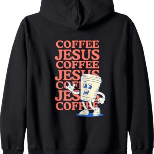 Coffee and Jesus All-Over Pattern Zip Hoodie